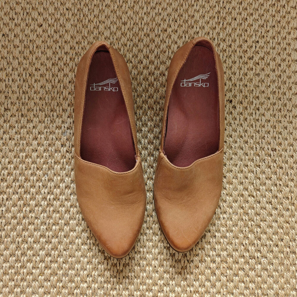 Dansko Kiri Luggage Brown Leather Slip On Flat Wedge Shoes EU 39 US 8.5-9 - Picture 2 of 9